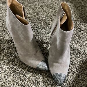 Zara Taupe Ankle Boots with Metallic Tips